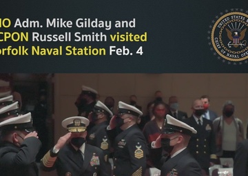 CNO and MCPON Visit Naval Station Norfolk, Feb. 4, 2022
