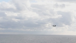 USS America conducts deck landing qualifications with Japan Ground Self-Defense Force CH-47 helicopters