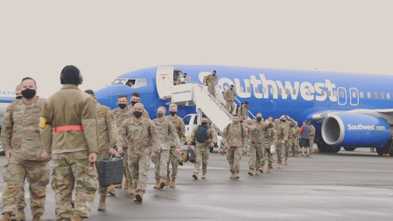 Washington National Guard members from the 3rd Battalion, 161st Infantry Regiment return home