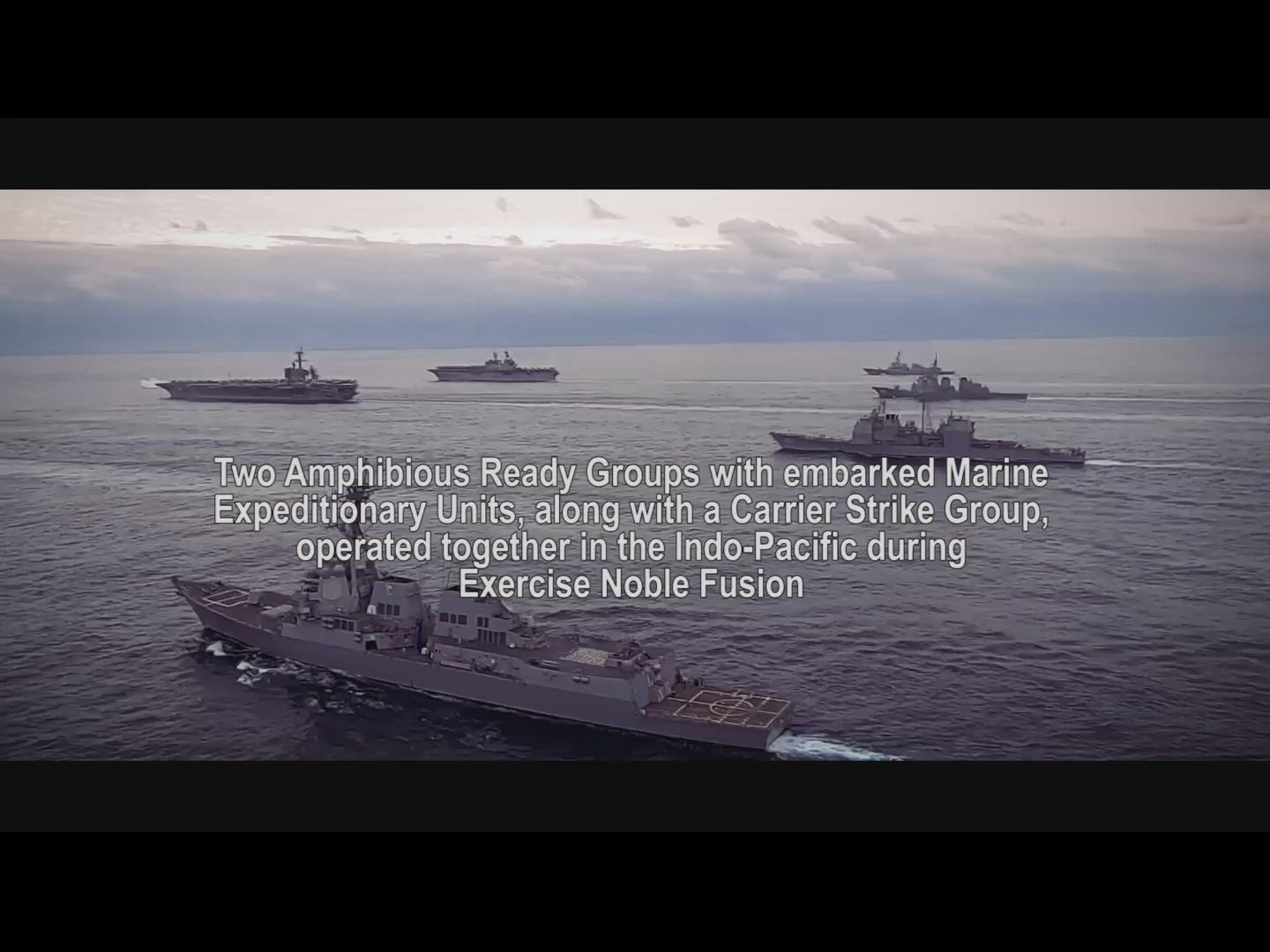 Two Amphibious Ready Groups with embarked Marine Expeditionary Units along with a Carrier Strike Group, operated together in the Indo-Pacific during Exercise Noble Fusion 3-7 February 2022. The exercise, led by Combined Task Force 76/79, ranged from the Luzon Strait to the Miyako Strait and the East China Sea, encompassing a wide swath of the First Island Chain, including littoral areas in the vicinity of Okinawa. The exercise showcased joint and allied naval expeditionary forces’ ability to rapidly aggregate as a combat force to conduct lethal sea-denial operations, seize key maritime terrain, guarantee freedom of movement, and create all-domain advantage for US, partner and allied forces.