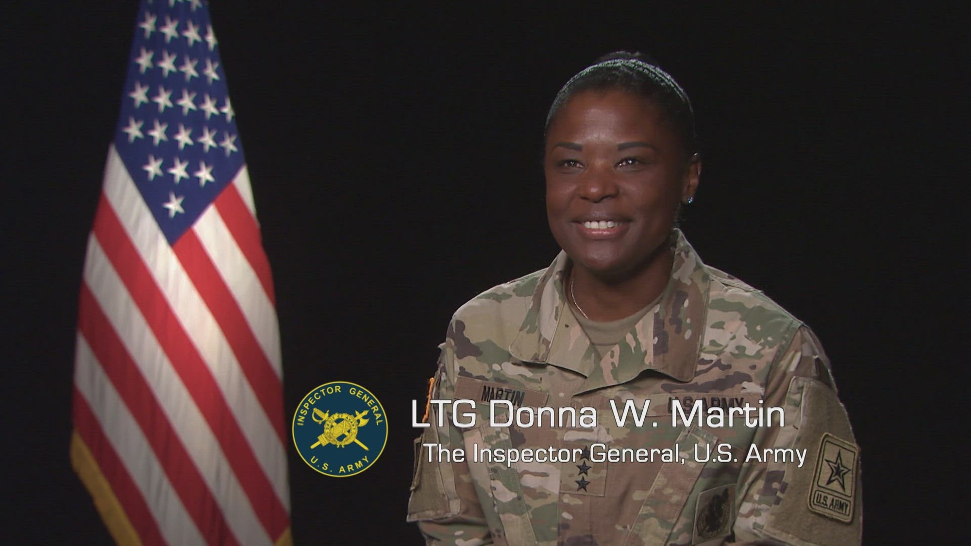 U.S. Army Lt. Gen. Donna W. Martin, The 67th Inspector General of the Army, is interviewed at the Pentagon in Arlington, Virginia, Dec. 2, 2021. (U.S. Army video)