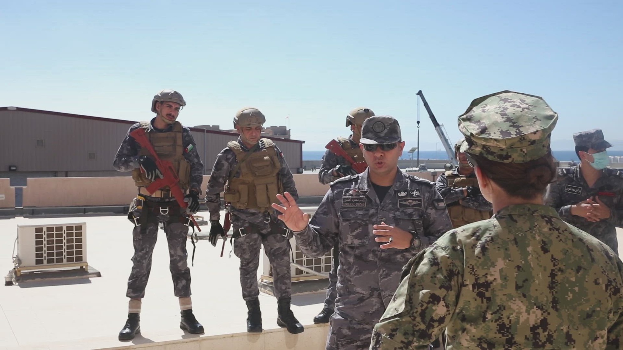 220209-A-AI379-1001<br />U.S. and Royal Jordanian Navy partners, working together during International Maritime Exercise/Cutlass Express 2022 at Egypt’s Berenice Naval Base in Berenice, Egypt, Feb. 7. IMX/Cutlass Express 2022 is the largest multinational training event in the Middle East, involving more than 60 nations and international organizations committed to enhancing partnerships and interoperability to strengthen maritime security and stability. (U.S. Army video by Cpl. DeAndre Dawkins)