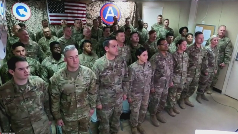 US Soldiers Stand at Attention for National Anthem Live Shot at Super Bowl LVI