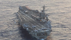 Abraham Lincoln sails in formation during exercise Jungle Warfare 2022