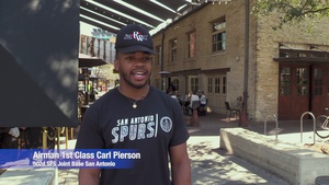 Airman 1st Class Carl Pierson gives NBA San Antonio Spurs a Shout Out