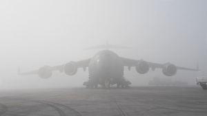 C-17 crew conducts cargo movement (B-Roll)
