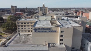 U.S. Air Force Staff Sgt. Shane Taylor speaks on his experience at St. Francis Medical Center