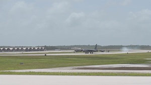 B-52H Stratofortress deploys a drogue parachute at Andersen AFB
