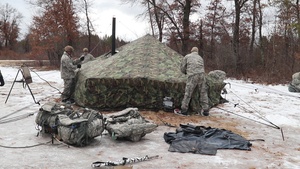 Cold-Weather Operations Course class 22-05 students practice building an Arctic tent, Part I