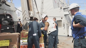 Sailors Aboard USS Ralph Johnson (DDG 114)  Conduct a Replenishment-at-Sea with USNS Amelia Earhart (T-AKE-6)