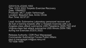 ICEX 2022 Torpedo Exercise Recovery