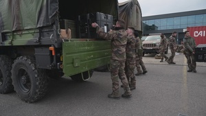 Brilliant Jump 22: French troops preparing Vehicles and Equipment for transport