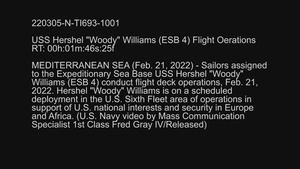 USS Hershel "Woody" Williams (ESB 4) conducts flight deck operations.