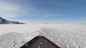 Coast Guard Cutter Polar Star breaks ice in Antarctica