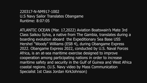 Navy Sailor from The Gambia Translates during Obangame