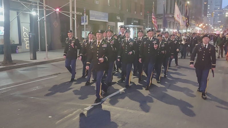 NYARNG 1st Battalion 69th Infantry Regiment Early morning St Patrick's Day March 3/17/22