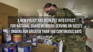Policy change for Guard members who supported COVID-19 ops