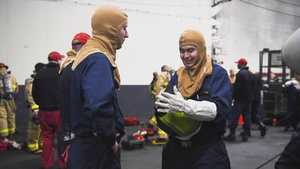 Sailors aboard USS Harry S. Truman Participate in a General Quarters Drill