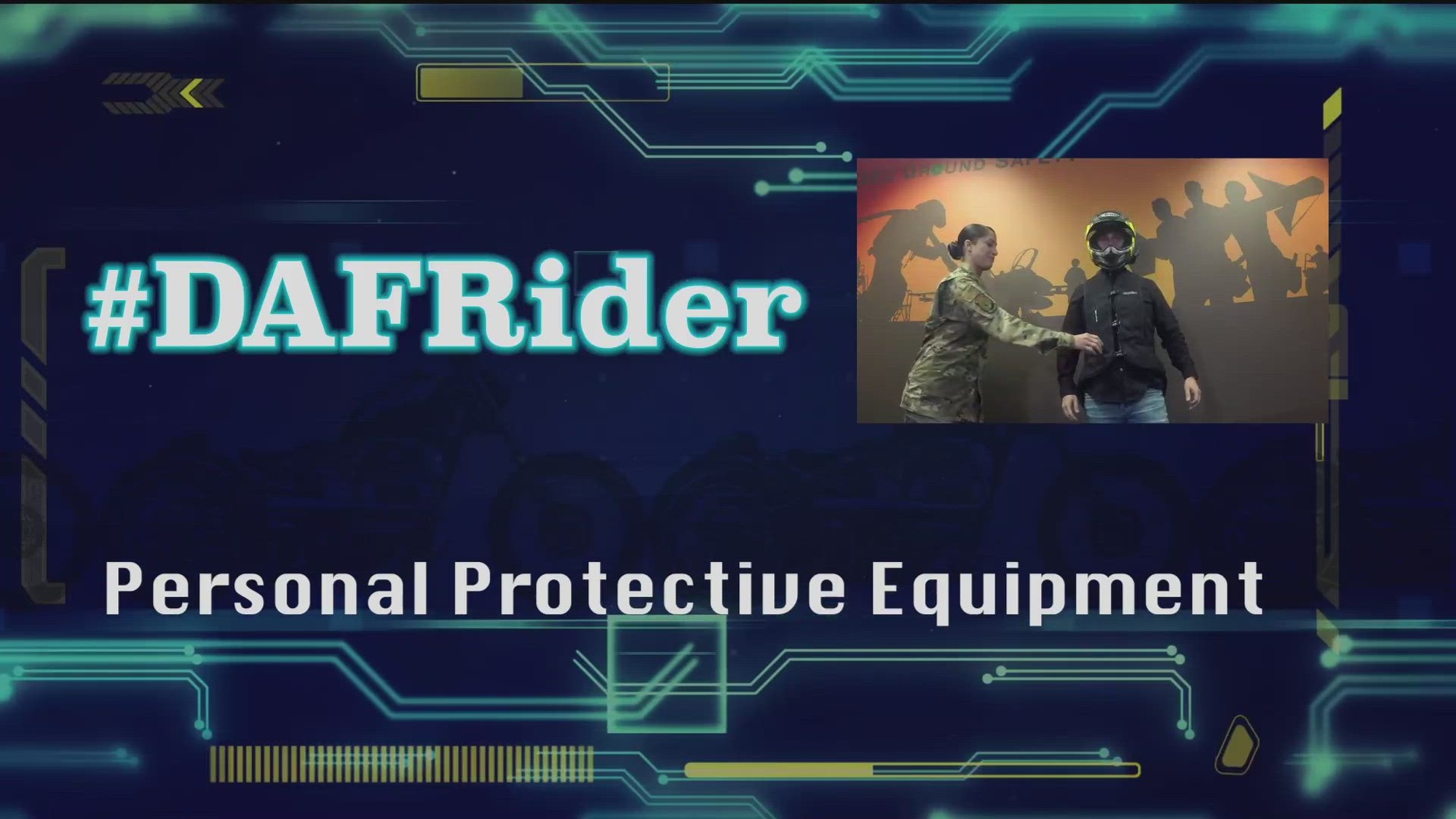 Dave Brandt talks to Eric Petau, Kirkland AFB, Lead Motorcycle Ridercoach trainer about personal protective equipment and how important it is to wear it while riding.