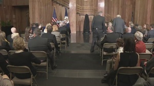 Secretary of State Antony J. Blinken delivers remarks at the unveiling of a bronze bust in honor of former Secretary of State James Baker at the Department of State.