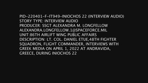 Lt. Col. Daniel Etue interviewed by Greek Media