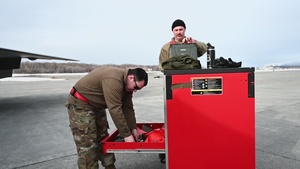 90th Fighter Squadron load F-22s at Joint Base Elmendorf-Richardson during PF 22-4