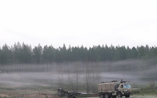 2-17 FA BN Fires M777 Howitzer at JBLM B-Roll (60 fps)