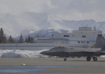 F-22s take off from Ted Stevens during PF 22-4