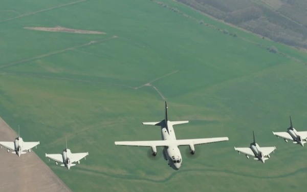 Fighter jets intercepting a Romanian C-27