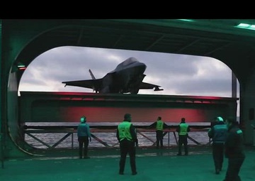 F-35B Lightning II hangar bay move aboard USS Tripoli (LHA 7)