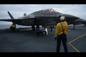 VMFA -211 conducts flight operations aboard amphibious assault ship USS Tripoli (LHA 7)