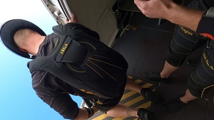 The U.S. Army Parachute Team skydives in Puerto Rico