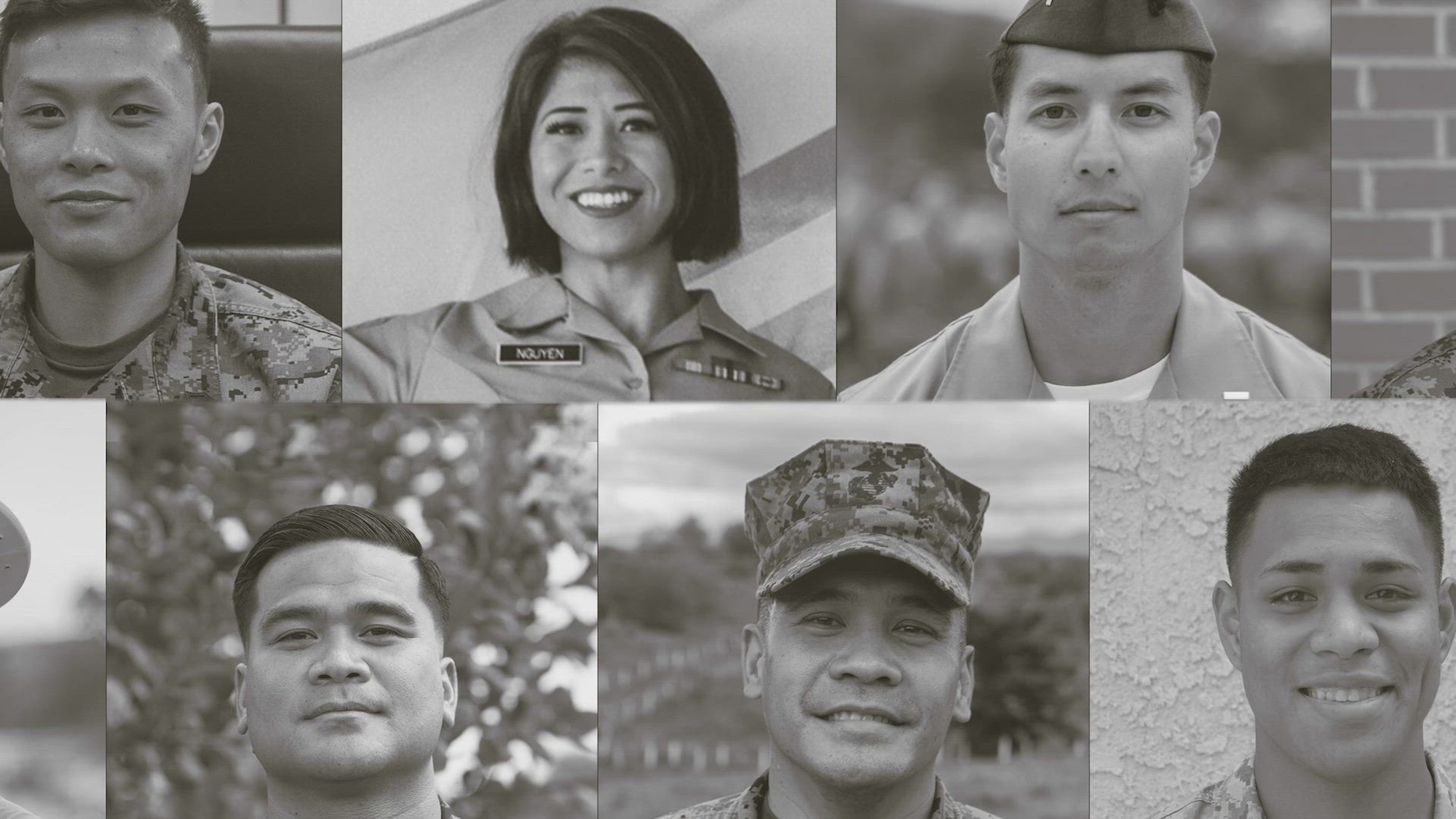 black and white photo montage of service members