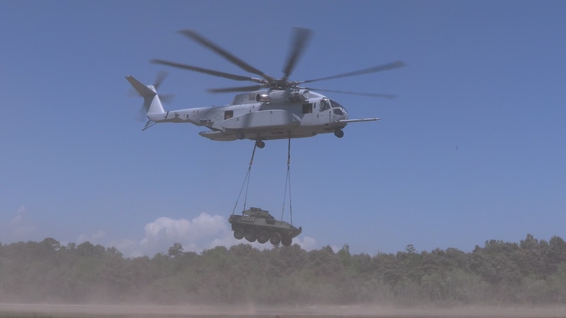 CH-53K King Stallion Easily Lifts Armored Vehicle