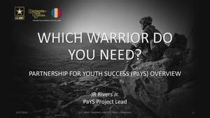 Joseph 'JR' Rivers, discusses the Army Partnership for Youth Success "PaYS" Program during H2F Industry Days