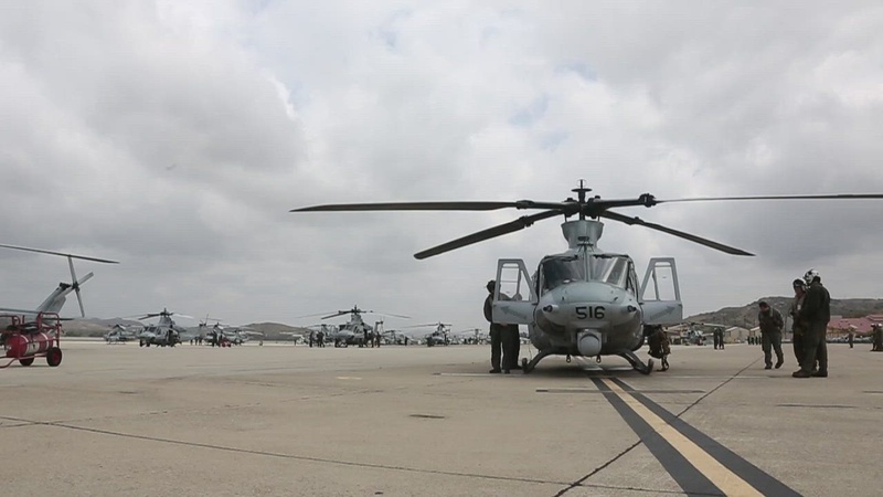Marine Light Attack Helicopter Training Squadron 303 conducts a Mass Flight