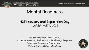 Dr. Jen Schumacher, Ph.D., Assistant Director of the Performance Psychology  Program at the Center for Enhanced Performance, discusses the importance of  mental readiness and resiliency across the force