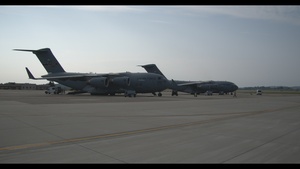 B-Roll Ten Pittsburgh C-17 Globemaster III Clips of Aircraft Taxiing on Apron Before Takeoff