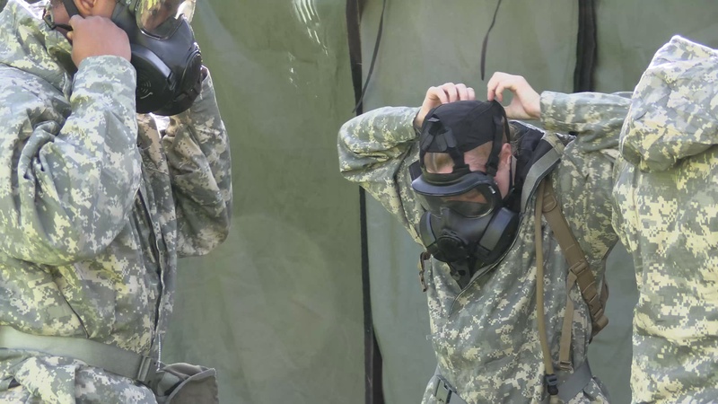 U.S. Marines conduct decontamination drills following simulated CBRN attack