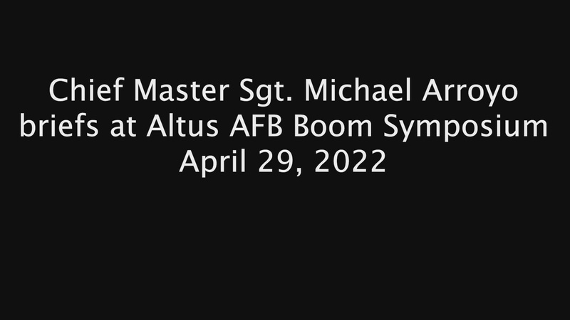 CMSgt Michael Arroyo Briefs Airmen at AAFB 42nd Annual Boom Symposium
