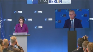 Joint press conference by the NATO Secretary General (remote from Brussels) and the Minister of Foreign Affairs of Germany (Q&A)