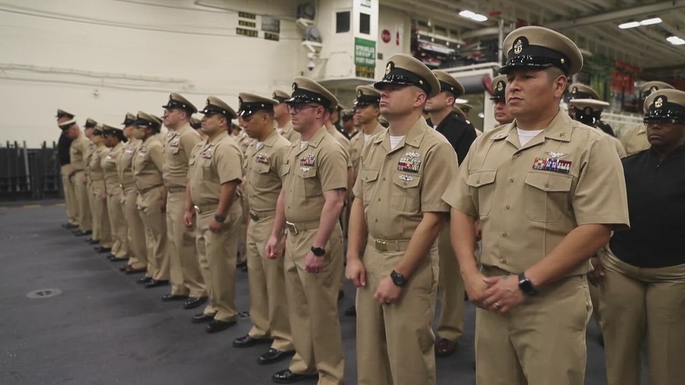 DVIDS - Video - USS Tripoli Pins New Senior and Master Chief Petty