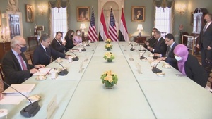 Secretary of State Antony J. Blinken meets with Yemeni Foreign Minister Dr. Ahmed Awad Bin Mubarak at the Department of State.