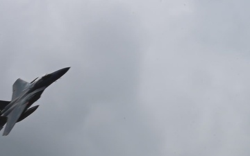 F-15 Eagles fly over Air Dominance Center during Sentry Savannah 22-1