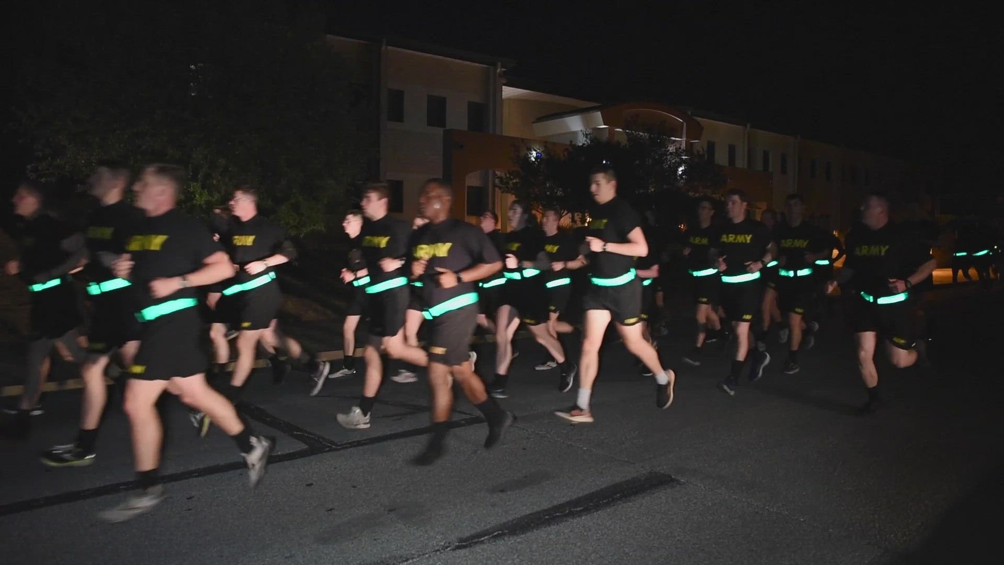 More than 600 Army cadre and students of the 344th Military Intelligence Battalion participate in a formation run.