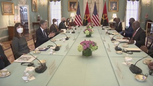 Secretary Blinken meets with Angolan Foreign Minister Tete António at the Department of State.