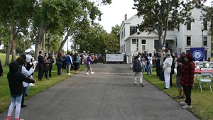 The Navy Band Southwest preforms outside of the Banning Museum