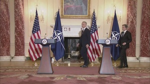 Secretary of State Antony J. Blinken holds a joint press availability with NATO Secretary General Jens Stoltenberg at the Department of State