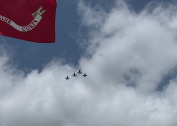 F-16s fly over DFW Nat'l Cemetery's Memorial Day ceremony