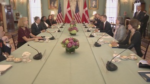 Secretary of State Antony J. Blinken meets with Danish Foreign Minister Jeppe Kofod at the Department of State.